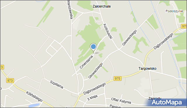 Żabno powiat tarnowski, Cmentarna, mapa Żabno powiat tarnowski