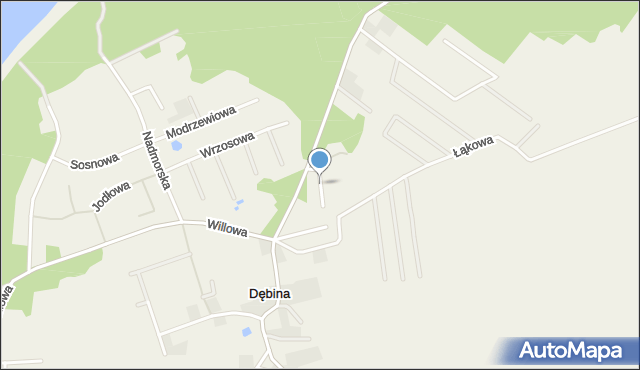 Dębina gmina Ustka, Cyprysowa, mapa Dębina gmina Ustka