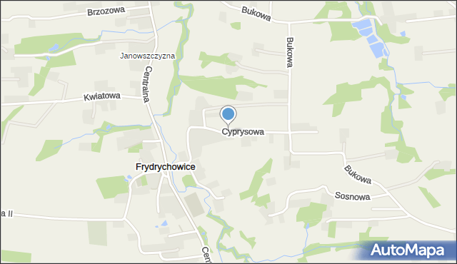 Frydrychowice, Cyprysowa, mapa Frydrychowice