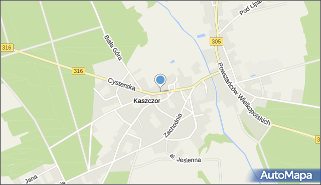 Kaszczor, Cysterska, mapa Kaszczor