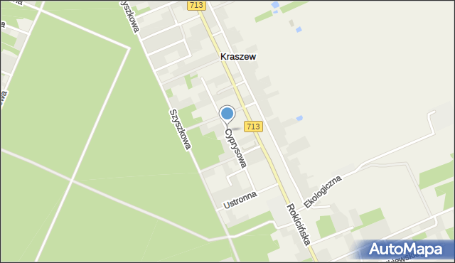 Kraszew gmina Andrespol, Cyprysowa, mapa Kraszew gmina Andrespol