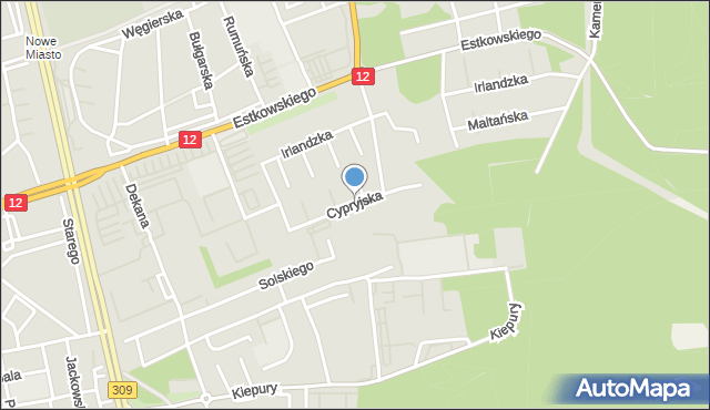 Leszno, Cypryjska, mapa Leszno