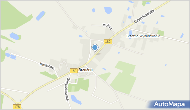 Brzeźno gmina Czarnków, Czarnkowska, mapa Brzeźno gmina Czarnków