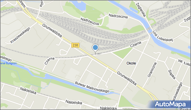 Bydgoszcz, Czarna Droga, mapa Bydgoszczy