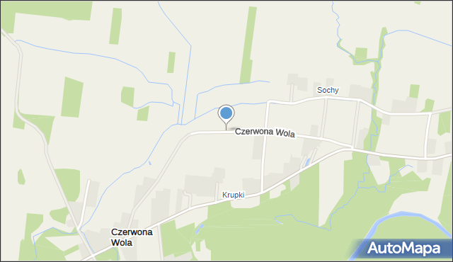 Czerwona Wola gmina Sieniawa, Czerwona Wola, mapa Czerwona Wola gmina Sieniawa