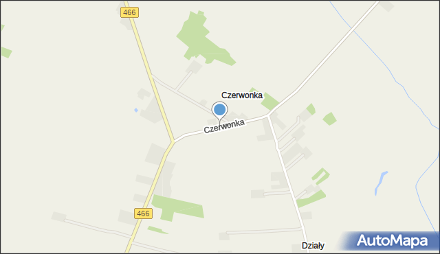 Czerwonka gmina Słupca, Czerwonka, mapa Czerwonka gmina Słupca