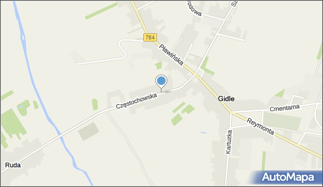 Gidle, Częstochowska, mapa Gidle