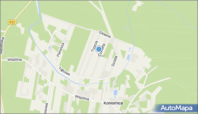 Komornica, Czwarta, mapa Komornica