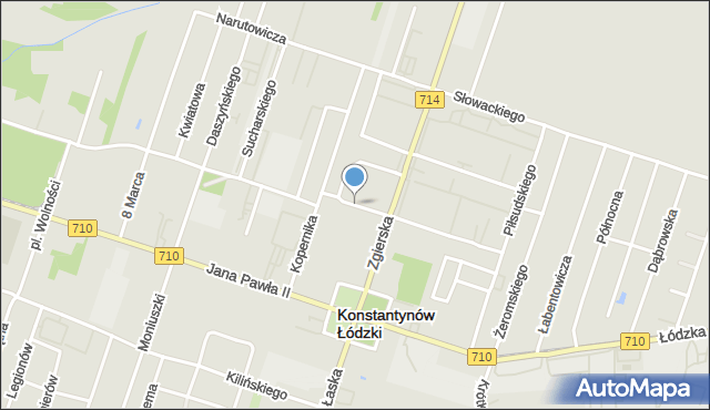 Konstantynów Łódzki, Czernika Stanisława, ks., mapa Konstantynów Łódzki