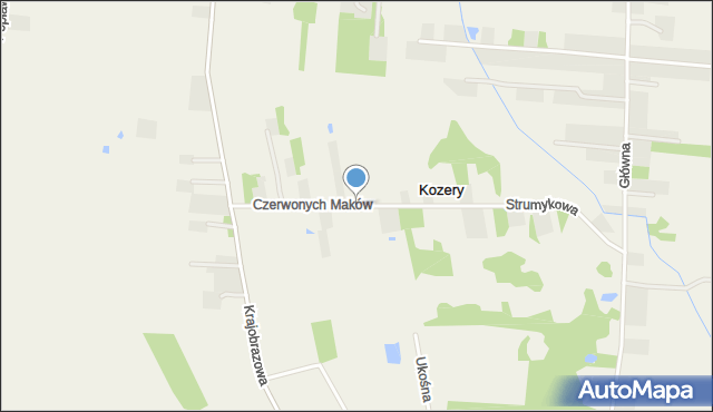 Kozery Nowe, Czerwonych Maków, mapa Kozery Nowe