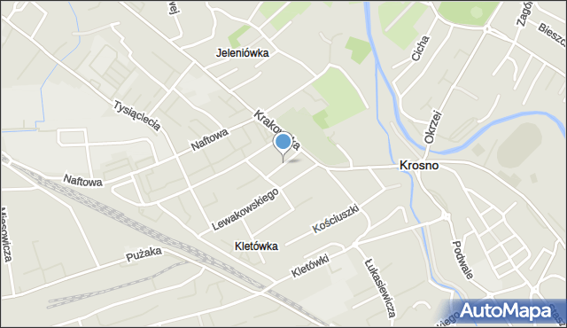 Krosno, Czuchry Józefa, mapa Krosna