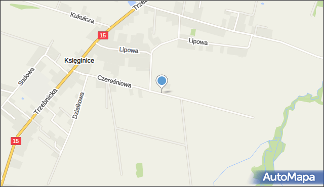 Księginice gmina Trzebnica, Czereśniowa, mapa Księginice gmina Trzebnica