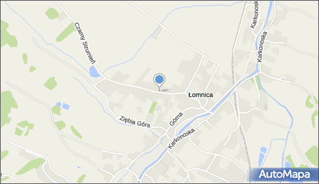 Łomnica gmina Mysłakowice, Czarny Strumień, mapa Łomnica gmina Mysłakowice