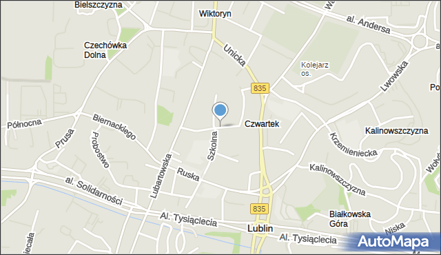 Lublin, Czwartek, mapa Lublina