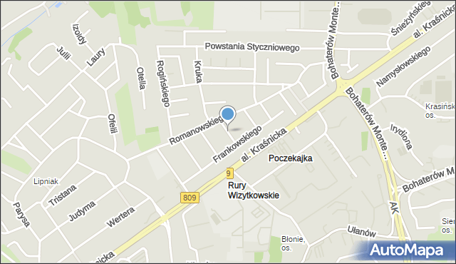 Lublin, Czarkowskiego Władysława, mapa Lublina