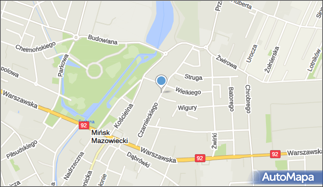 Mińsk Mazowiecki, Czarnieckiego Stefana, hetm., mapa Mińsk Mazowiecki