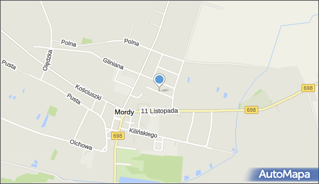 Mordy, Czereśniowa, mapa Mordy