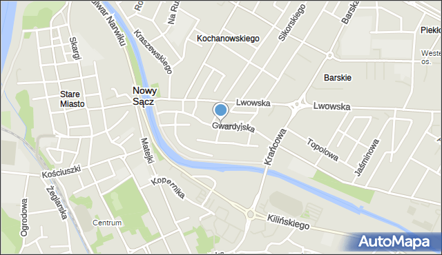 Nowy Sącz, Czarna, mapa Nowego Sącza