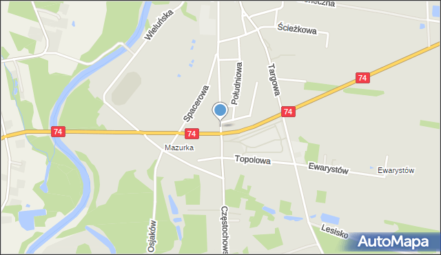 Osjaków, Częstochowska, mapa Osjaków