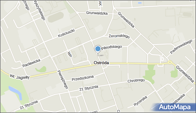 Ostróda, Czarnieckiego Stefana, hetm., mapa Ostróda