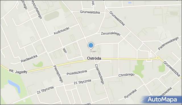 Ostróda, Czarnieckiego Stefana, hetm., mapa Ostróda