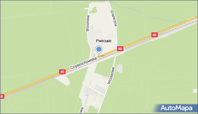Pietrzaki, Częstochowska, mapa Pietrzaki