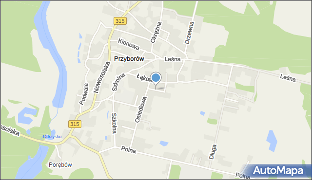 Przyborów gmina Nowa Sól, Czysta, mapa Przyborów gmina Nowa Sól