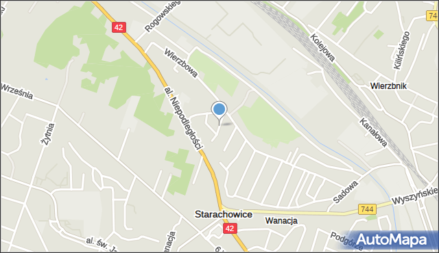 Starachowice, Czereśniowa, mapa Starachowic