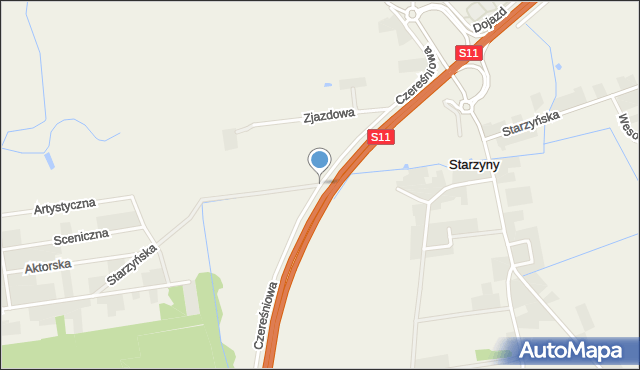 Starzyny gmina Rokietnica, Czereśniowa, mapa Starzyny gmina Rokietnica