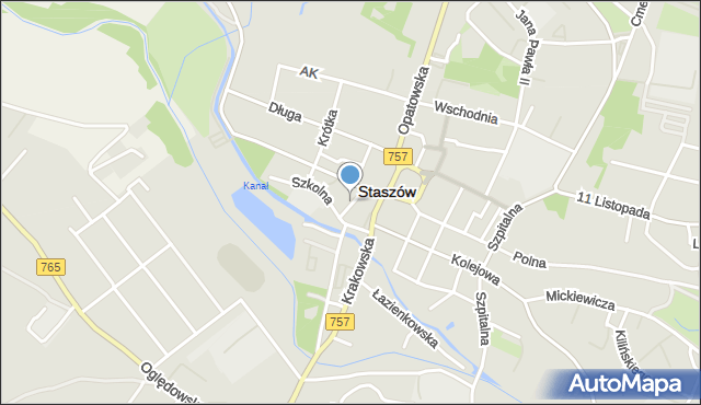 Staszów, Czysta, mapa Staszów