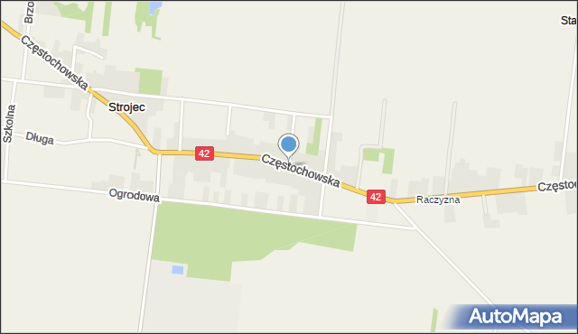 Strojec gmina Praszka, Częstochowska, mapa Strojec gmina Praszka