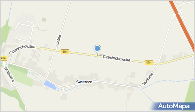 Świercze gmina Olesno, Częstochowska, mapa Świercze gmina Olesno