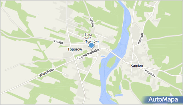 Toporów gmina Wierzchlas, Częstochowska, mapa Toporów gmina Wierzchlas