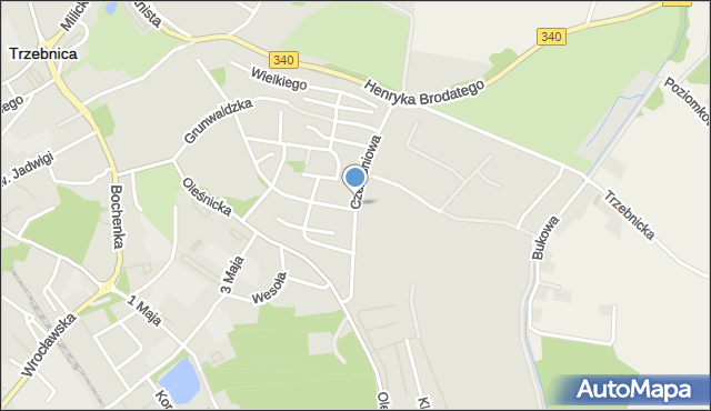 Trzebnica, Czereśniowa, mapa Trzebnica