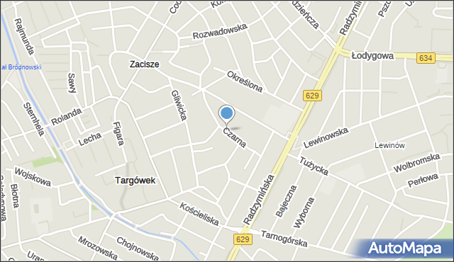Warszawa, Czarna Droga, mapa Warszawy