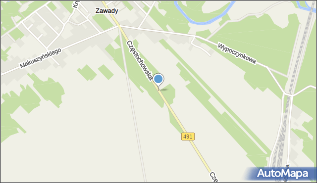 Zawady gmina Popów, Częstochowska, mapa Zawady gmina Popów