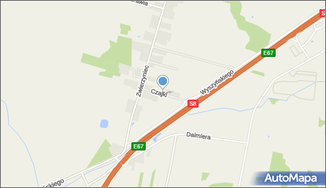 Zwierzyniec gmina Radzymin, Czajki, mapa Zwierzyniec gmina Radzymin