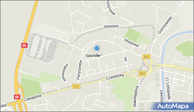 Będzin, Dawna Fornalskiej Małgorzaty, mapa Będzin