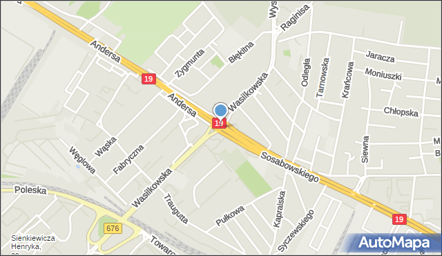 Białystok, Dawna Rondo Chodakowskiego Prawosławnego Ordynariusza Wojska Polskiego Mirona, abp. gen., mapa Białegostoku