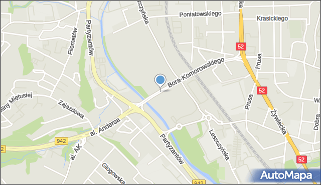 Bielsko-Biała, Dawna Most 18 Bielskiego Batalionu Desantowo-Szturmowego, mapa Bielsko-Białej