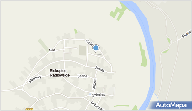 Biskupice Radłowskie, Dawna Dąb-Kocioła Jana, mapa Biskupice Radłowskie