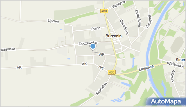 Burzenin, Dawna Świerczewskiego Karola, gen., mapa Burzenin