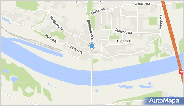 Cigacice, Dawna Plac Roli-Żymierskiego Michała, gen., mapa Cigacice