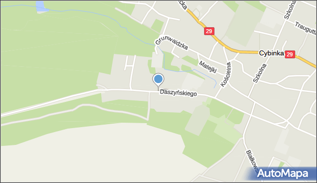Cybinka, Daszyńskiego, mapa Cybinka