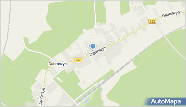 Dąbroszyn gmina Witnica, Dąbroszyn, mapa Dąbroszyn gmina Witnica