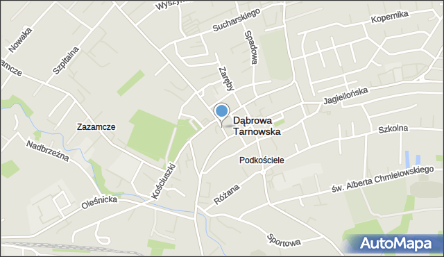 Dąbrowa Tarnowska, Daszyńskiego, mapa Dąbrowa Tarnowska