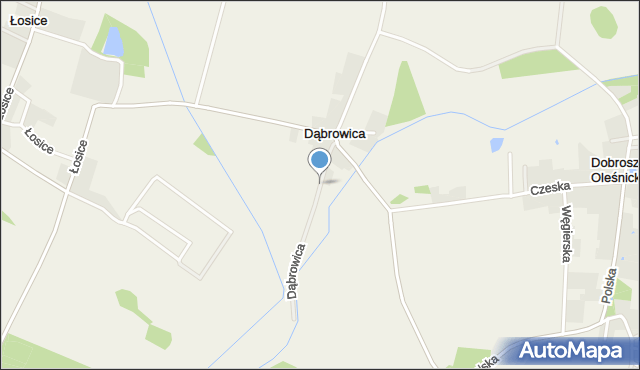 Dąbrowica gmina Długołęka, Dąbrowica, mapa Dąbrowica gmina Długołęka