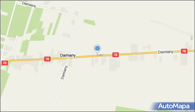 Damiany gmina Moskorzew, Damiany, mapa Damiany gmina Moskorzew