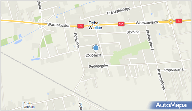 Dębe Wielkie, Dawna XXX-lecia PRL, mapa Dębe Wielkie