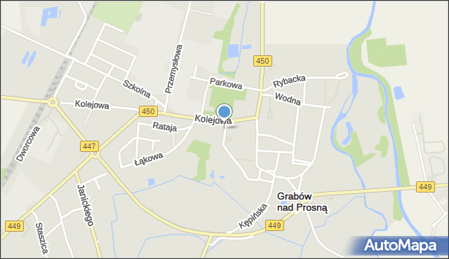 Grabów nad Prosną, Dawna , mapa Grabów nad Prosną